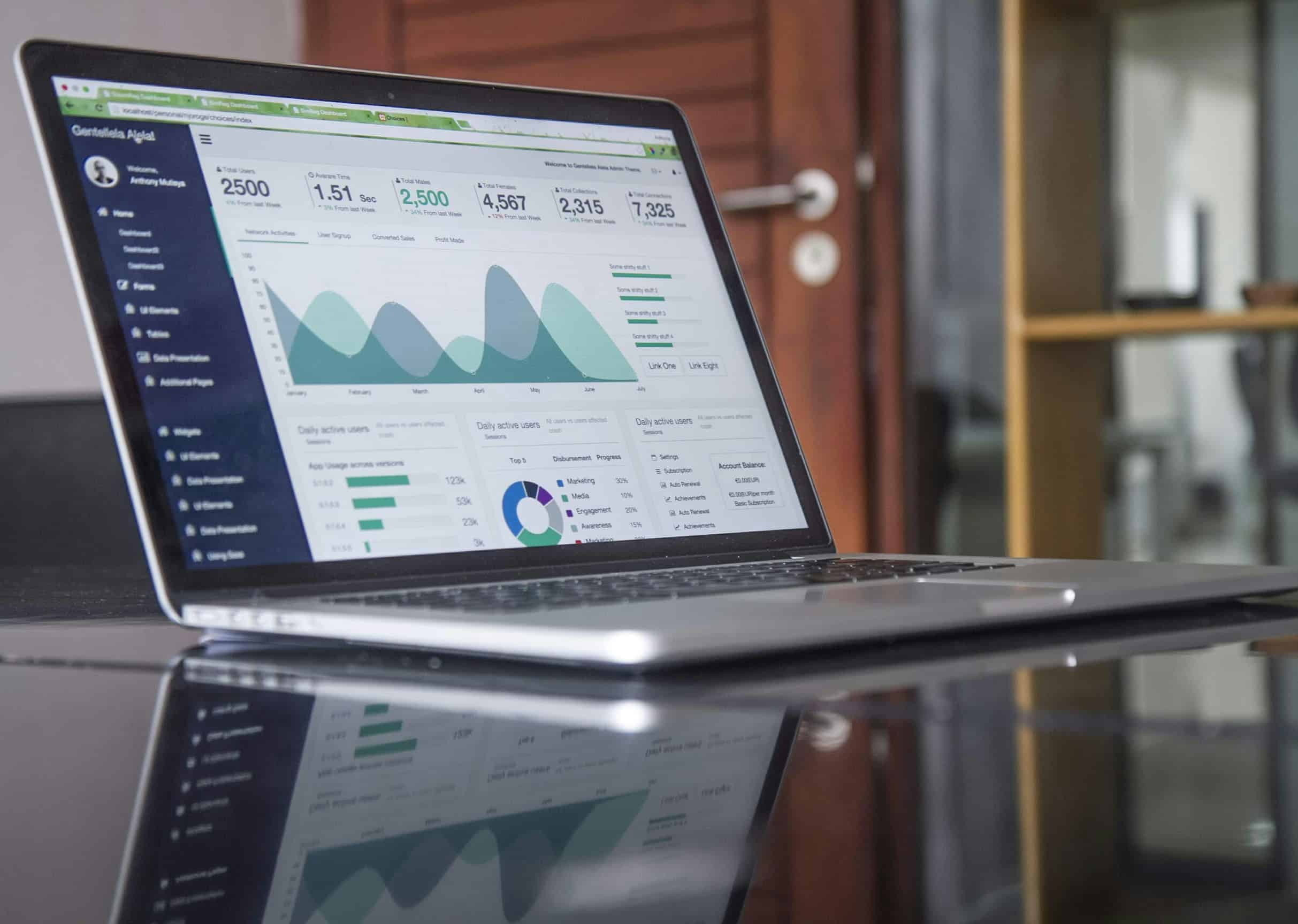 Source: https://unsplash.com/photos/laptop-computer-on-glass-top-table-hpjSkU2UYSU Title: Marketing Campaign Analysis Alt. Title: Influencer Marketing Success Description: An analytics software