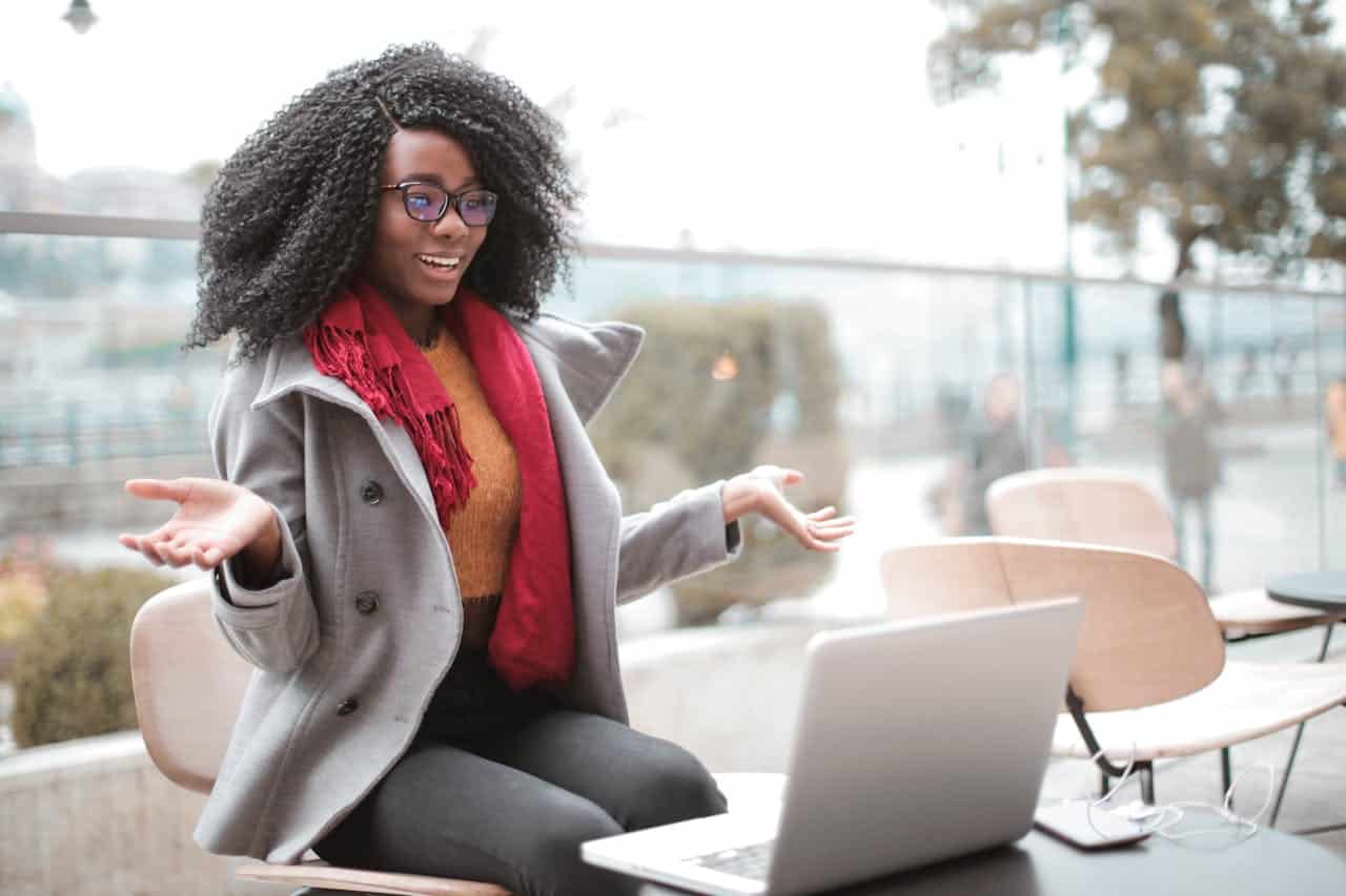 Photo by Andrea Piacquadio: https://www.pexels.com/photo/cheerful-surprised-woman-sitting-with-laptop-3762940/ -- creating content