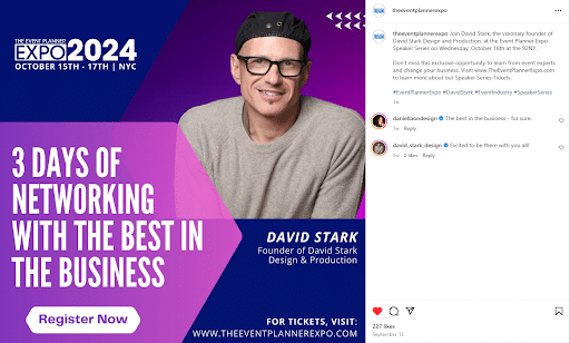 event planner expo social media